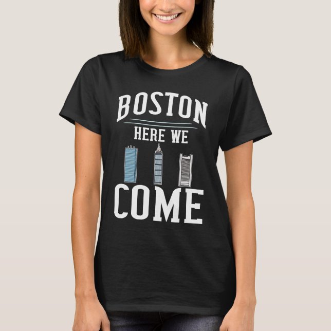 Boston Massachusetts City Skyline Map Travel T-Shirt (Vorderseite)