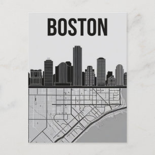 Boston Massachusetts City Skyline mit Karte