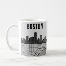 Boston Massachusetts City Skyline mit Karte
