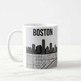 Boston Massachusetts City Skyline mit Karte Kaffeetasse