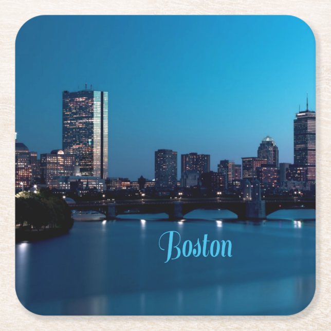 Boston Massachusetts City Skyline Rechteckiger Pappuntersetzer (Vorderseite)