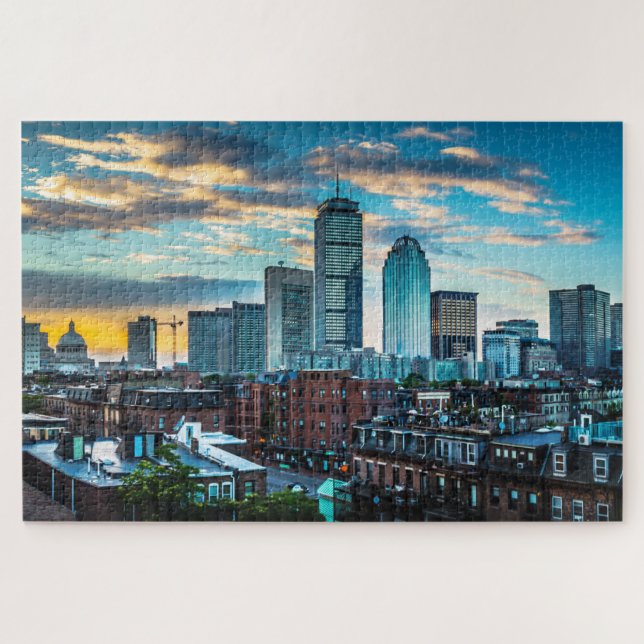 Boston Massachusetts City Skyline Travel Foto Puzzle (Horizontal)