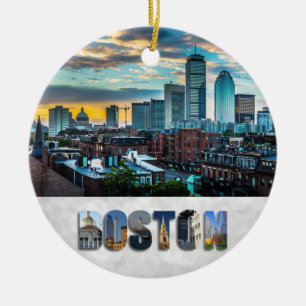 Boston Massachusetts City Skyline Weihnachten Keramik Ornament