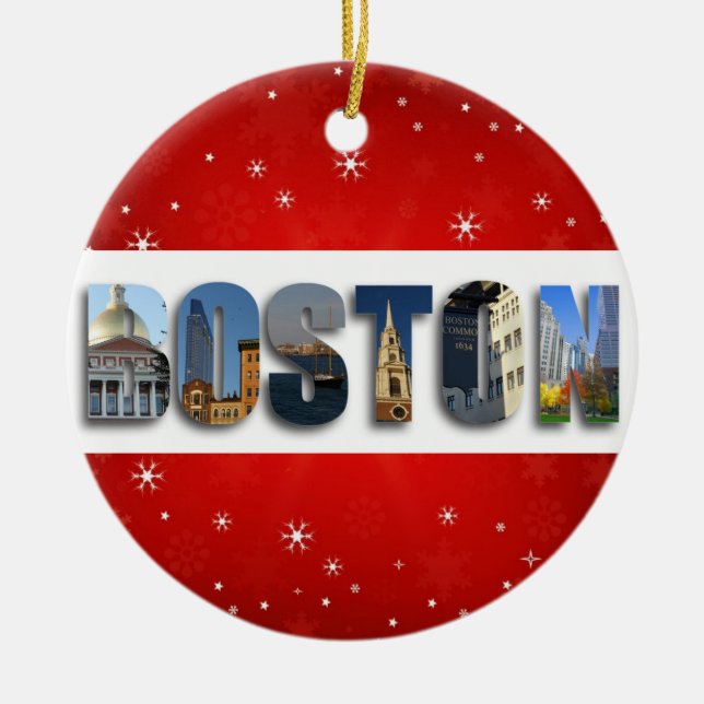 Boston Massachusetts City Travel Fotos Weihnachten Keramik Ornament (Vorne)