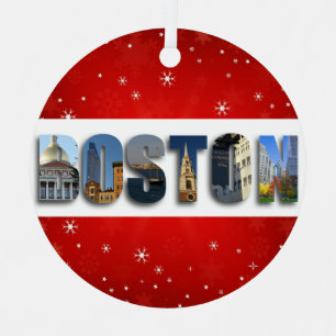 Boston Massachusetts City Travel Fotos Weihnachten Ornament Aus Metall