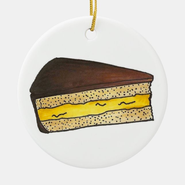 Boston Massachusetts Cream Pie Slice Dessert Keramik Ornament (Vorne)