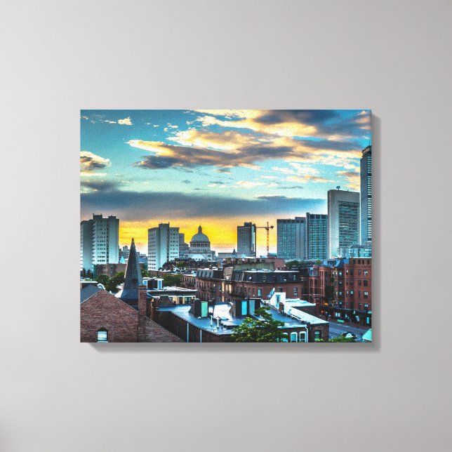 Boston Massachusetts Downtown Skyline Panorama Leinwanddruck (Vorderseite)