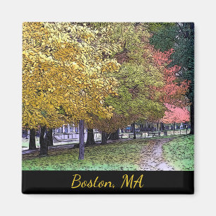 Boston, Massachusetts Fall Foliage Comic Art Magnet