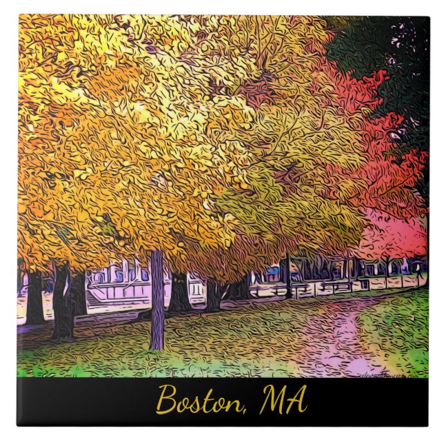 Boston, Massachusetts Fall Foliage Fliese (Vorderseite)