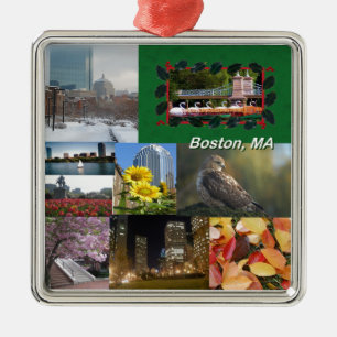 Boston, Massachusetts Foto Collage Silbernes Ornament