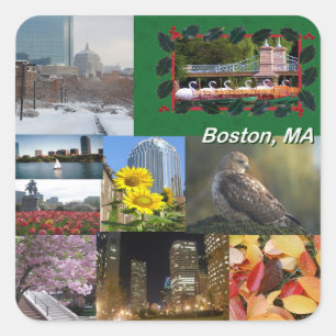 Boston, Massachusetts FotoCollage Quadratischer Aufkleber