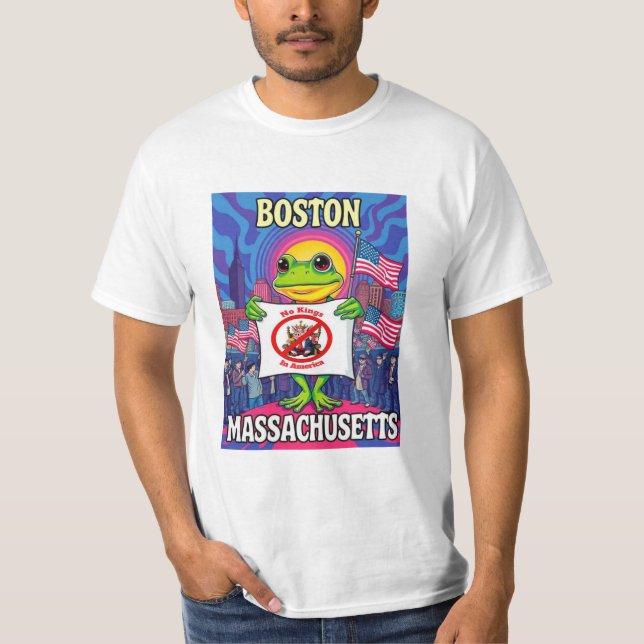 Boston Massachusetts Frog No Kings in America T-Shirt (Vorderseite)