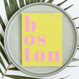 Boston Massachusetts gelbe rosa Postkarte