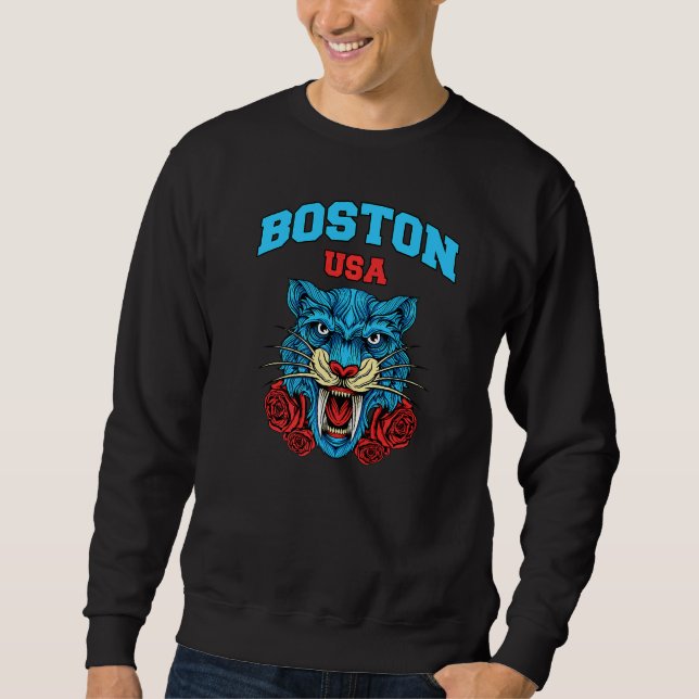 Boston Massachusetts Illustration mit Wildflora Sweatshirt (Vorderseite)