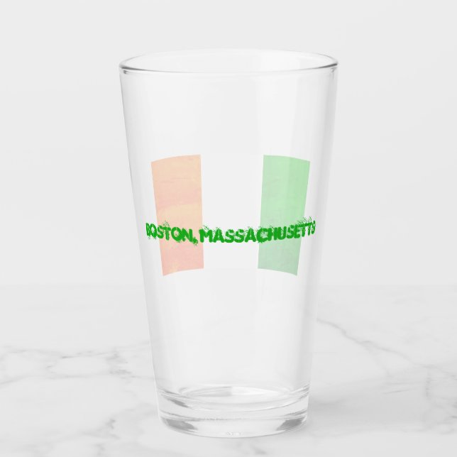 Boston Massachusetts Irische Vibes – Flaggen-Desig Glas (Vorderseite)