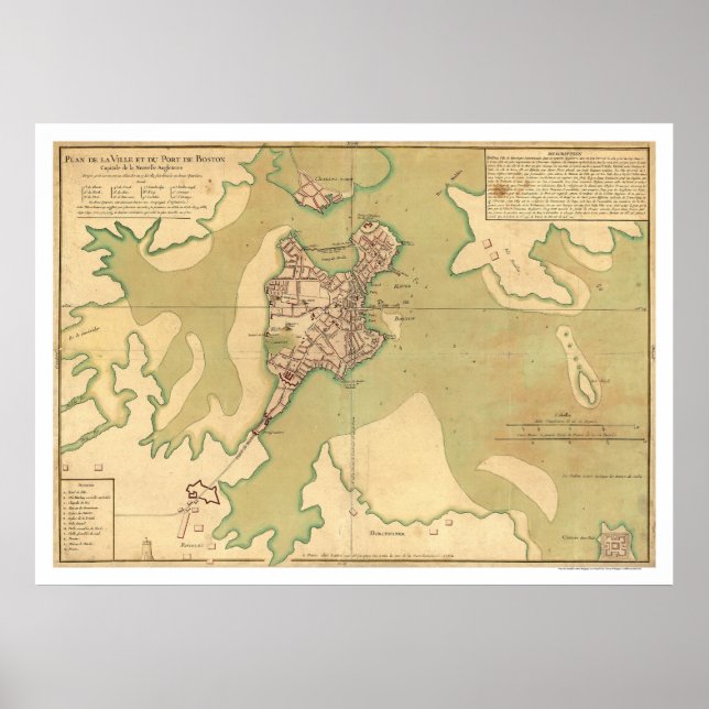 Boston Massachusetts Karte 1764 Poster (Vorne)