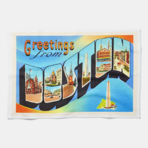 Boston Massachusetts MA Vintage Reise Souvenir Geschirrtuch