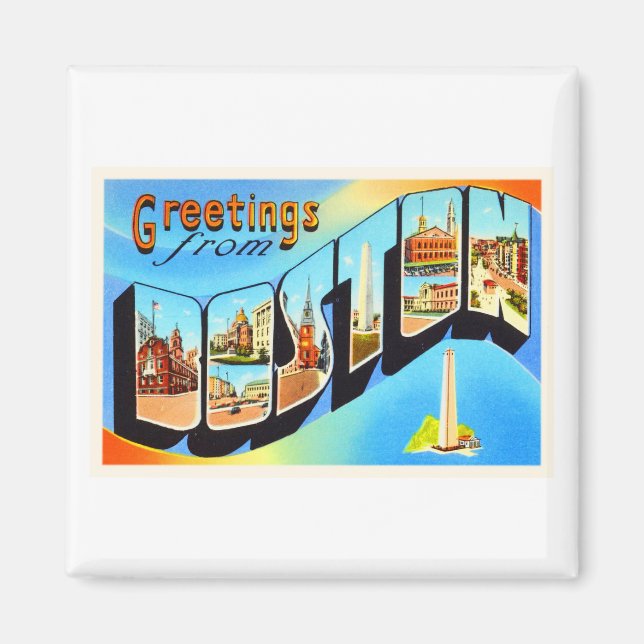 Boston Massachusetts MA Vintage Travel Souvenir Magnet (Vorne)