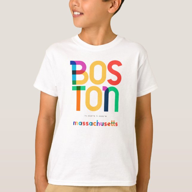 Boston Massachusetts Mitte des Jahrhunderts, Pop A T-Shirt (Vorderseite)