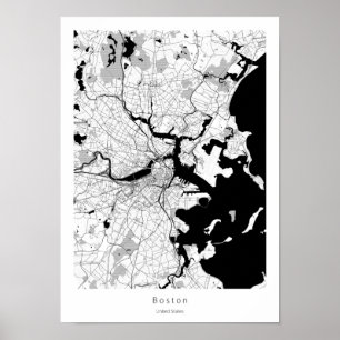 Boston Massachusetts Moderne Minimal White City Ka Poster