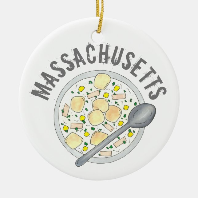 Boston Massachusetts New England Clam Chowder Keramik Ornament (Vorne)