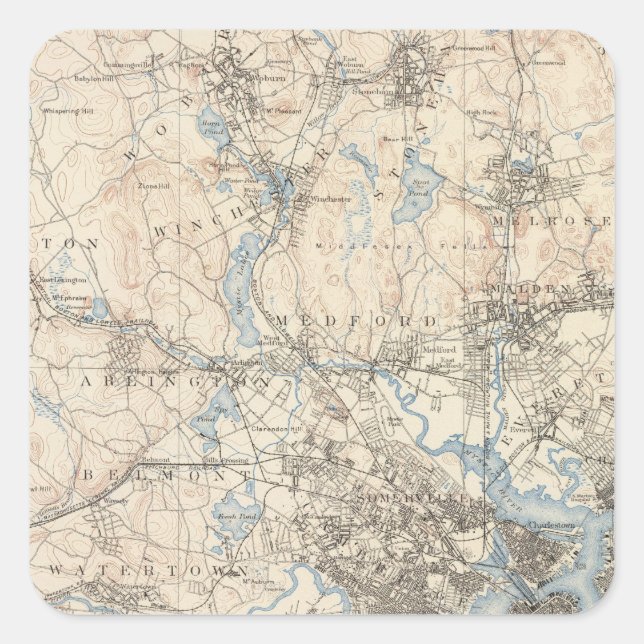 Boston, Massachusetts Quadratischer Aufkleber (Vorderseite)