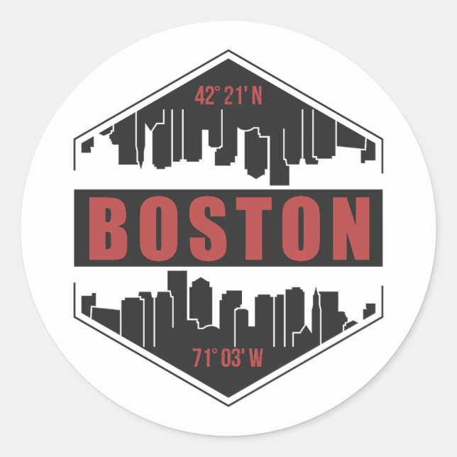 Boston Massachusetts Runder Aufkleber (Vorderseite)