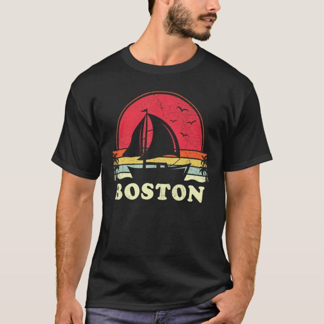 Boston Massachusetts Sail Boat Boating Captain Sai T-Shirt (Vorderseite)