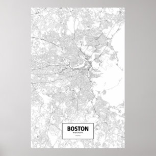 Boston, Massachusetts (Schwarzes auf Weiß) Poster