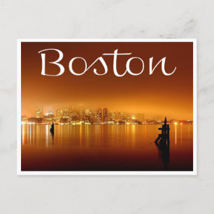 Boston, Massachusetts, Skyline bei Nachtkarte Postkarte