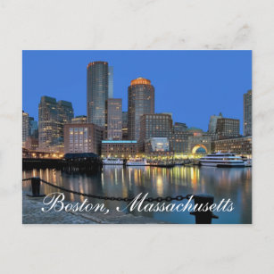 Boston Massachusetts Skyline bei Sunset Post Card Postkarte