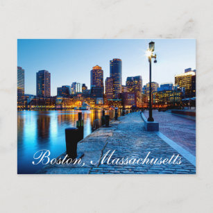 Boston Massachusetts Skyline bei Sunset Post Card Postkarte