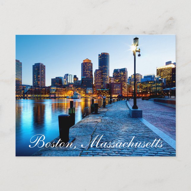 Boston Massachusetts Skyline bei Sunset Post Card Postkarte (Vorderseite)