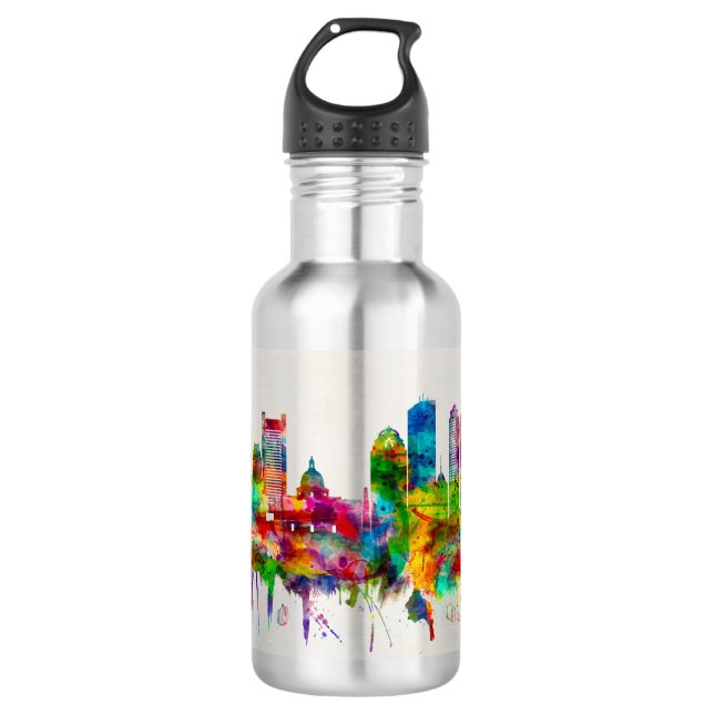 Boston Massachusetts Skyline Edelstahlflasche (Vorderseite)