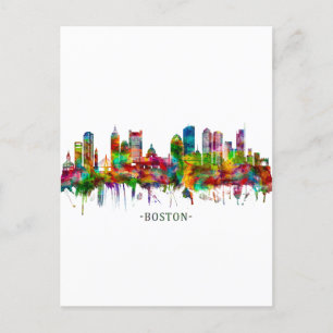 Boston Massachusetts Skyline Feiertagspostkarte