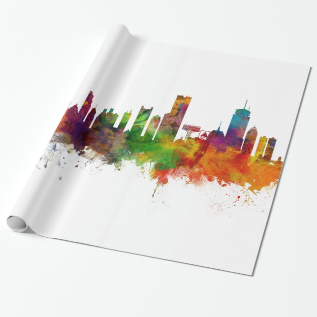 Boston Massachusetts Skyline Geschenkpapier (Ungerollt)