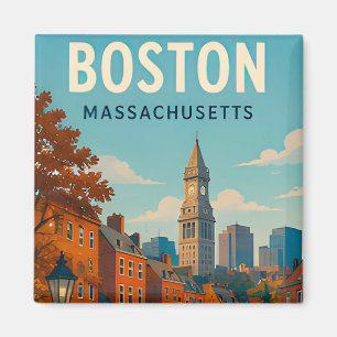 Boston Massachusetts Skyline Historische Reiseerin Magnet