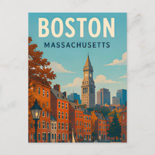 Boston Massachusetts Skyline Historische Reiseerin Postkarte