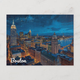 Boston Massachusetts Skyline Kunst Postkarte