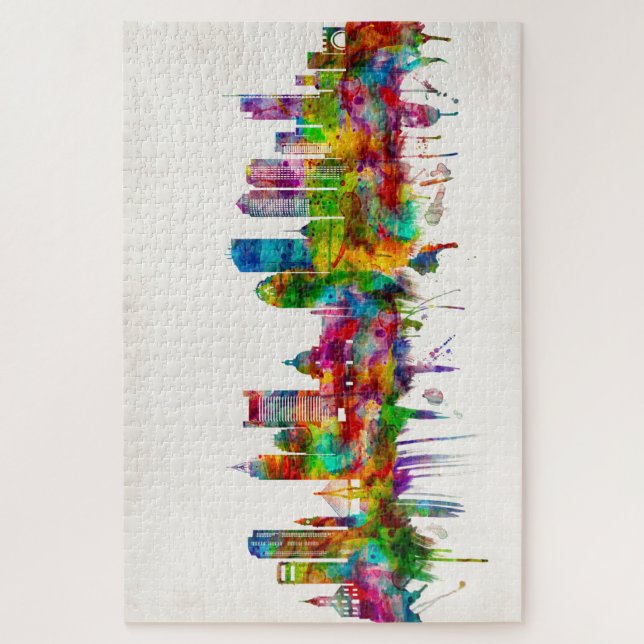 Boston Massachusetts Skyline Puzzle (Vertikal)