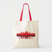 Boston Massachusetts Skyline Rote Silhouette Gesch