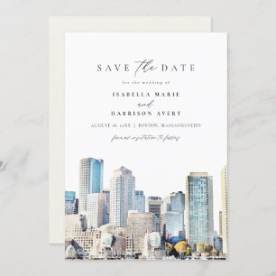 BOSTON MASSACHUSETTS Skyline Save the Date Einladung