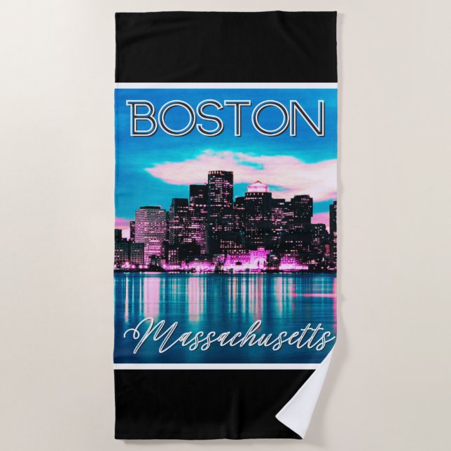 Boston Massachusetts Skyline Strandtuch (Vorderseite)