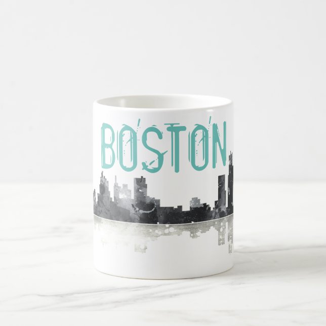 BOSTON MASSACHUSETTS SKYLINE - trinkende Tasse (Mittel)