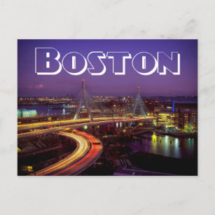 Boston Massachusetts Skyline USA - Zakim Bridge Postkarte