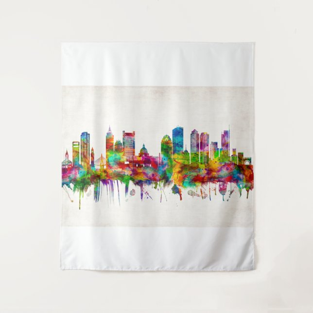 Boston Massachusetts Skyline Wandteppich (Vorderseite)