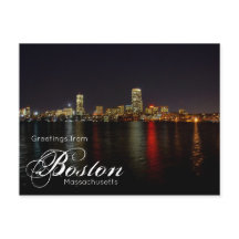 Boston Massachusetts Skyline Waterfront Postkarte