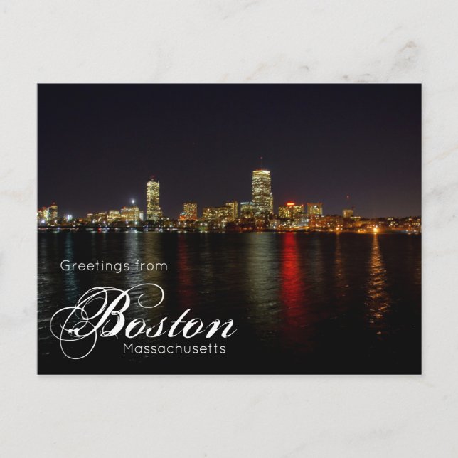 Boston Massachusetts Skyline Waterfront Postkarte (Vorderseite)