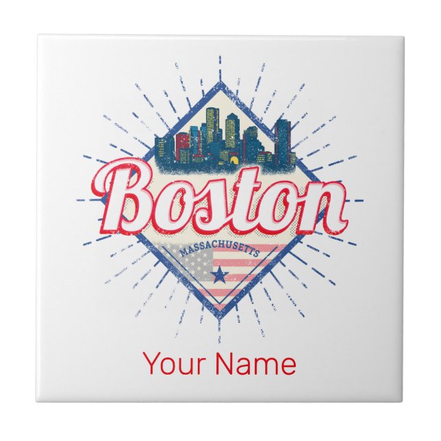 Boston Massachusetts United Staaten Vintag USA Fliese (Vorderseite)