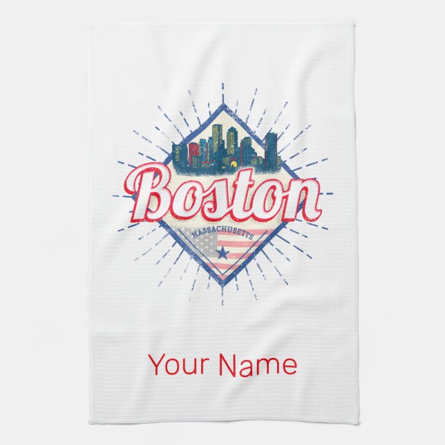 Boston Massachusetts United Staaten Vintag USA Geschirrtuch (Vertikal)